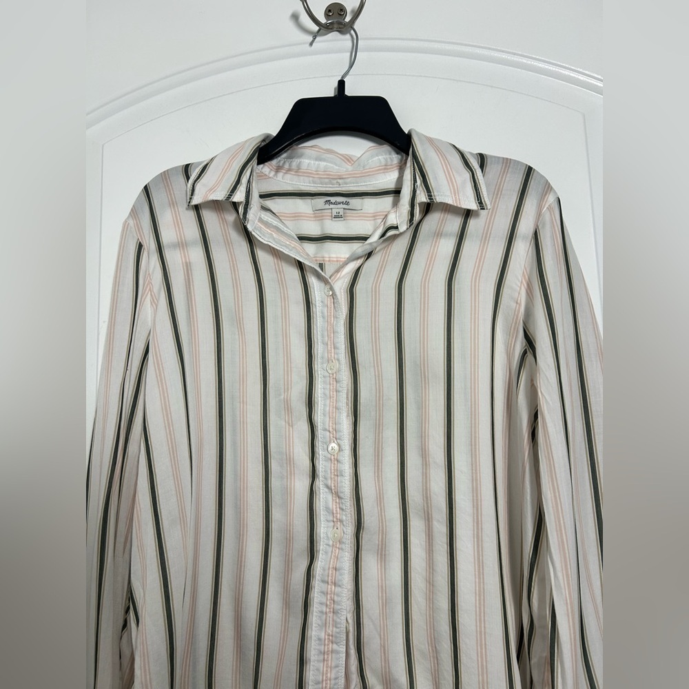 Madewell Women’s Signature Striped Oversize Button-Up Shirt size 12 boho preppy - Picture 10 of 15